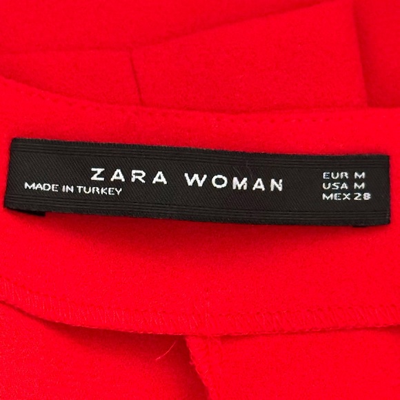 ❤️ Zara Red Mini V Neck Shift Dress Medium Short Ruffle Sleeves - Picture 7 of 7